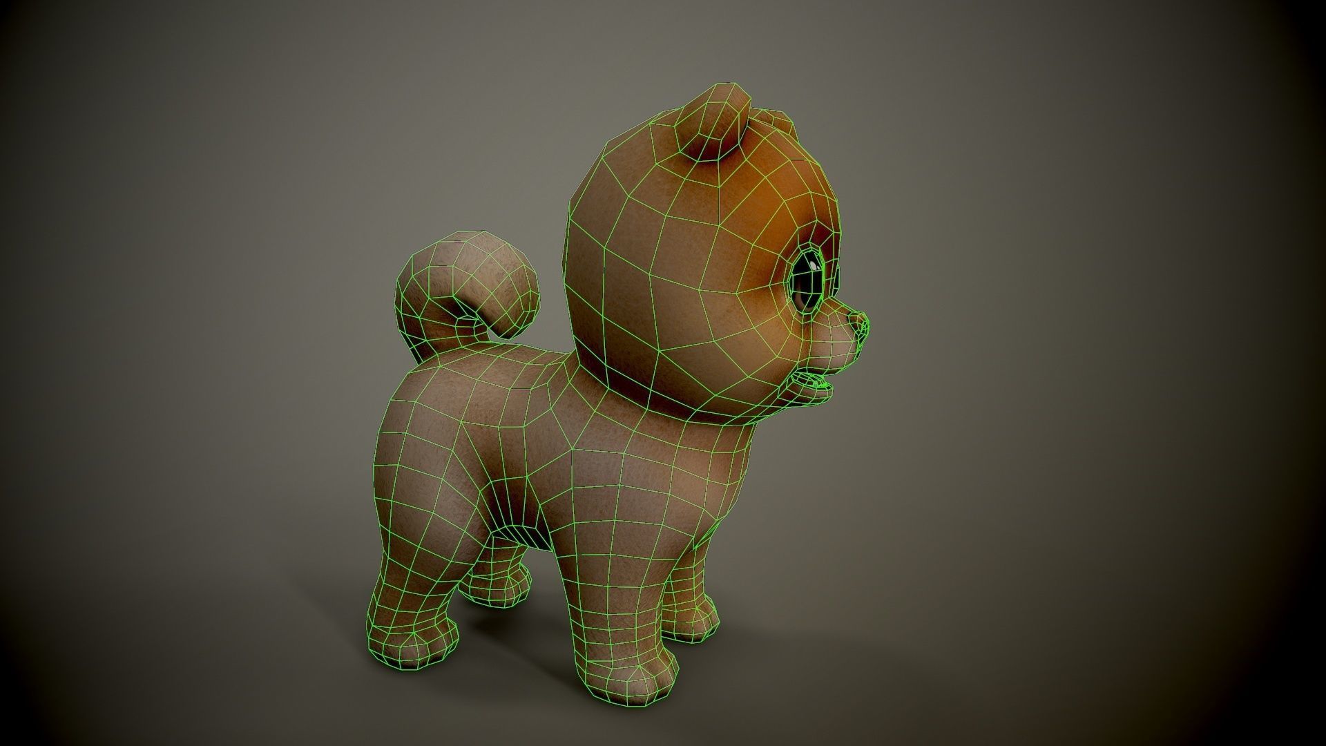 Spitz cartoon dog with big eyes Low-poly 3D model_10