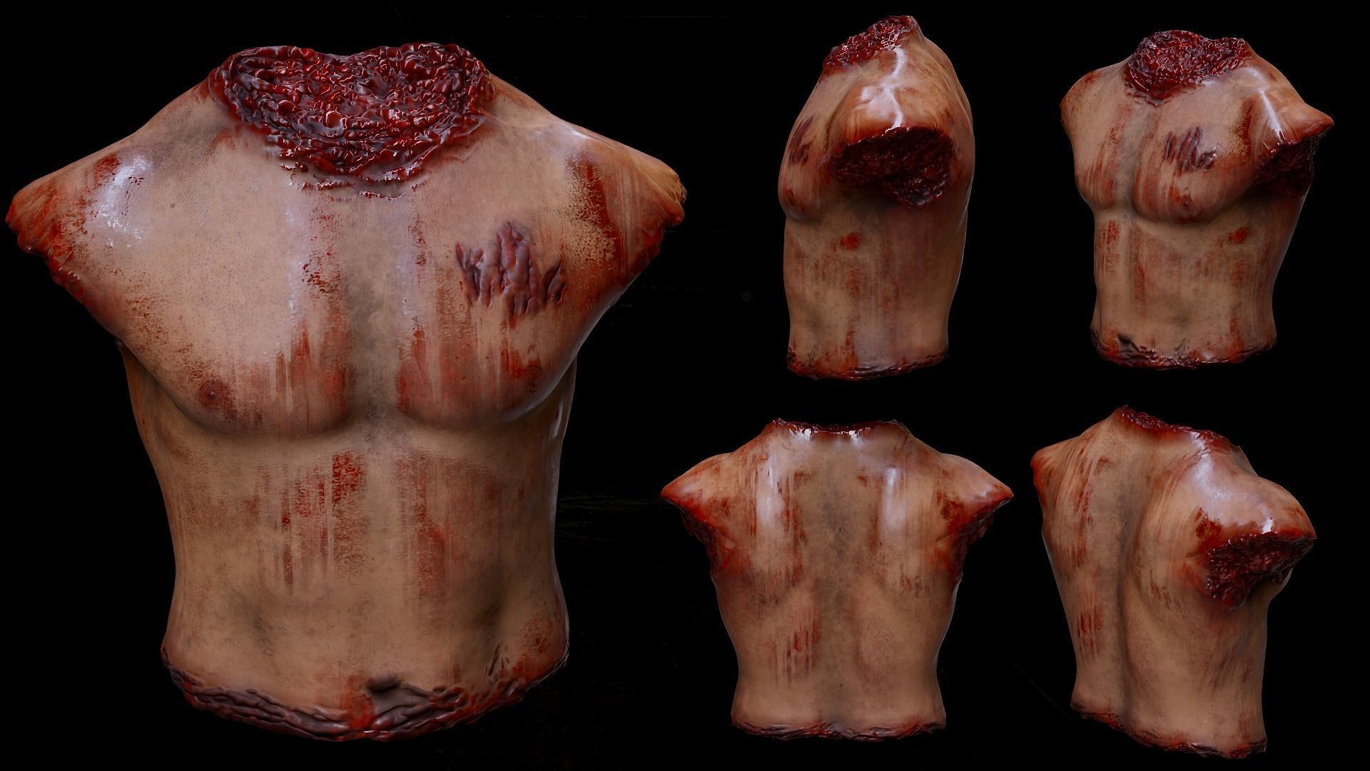 Male body parts collection Gore Horror Props Low-poly 3D model_2