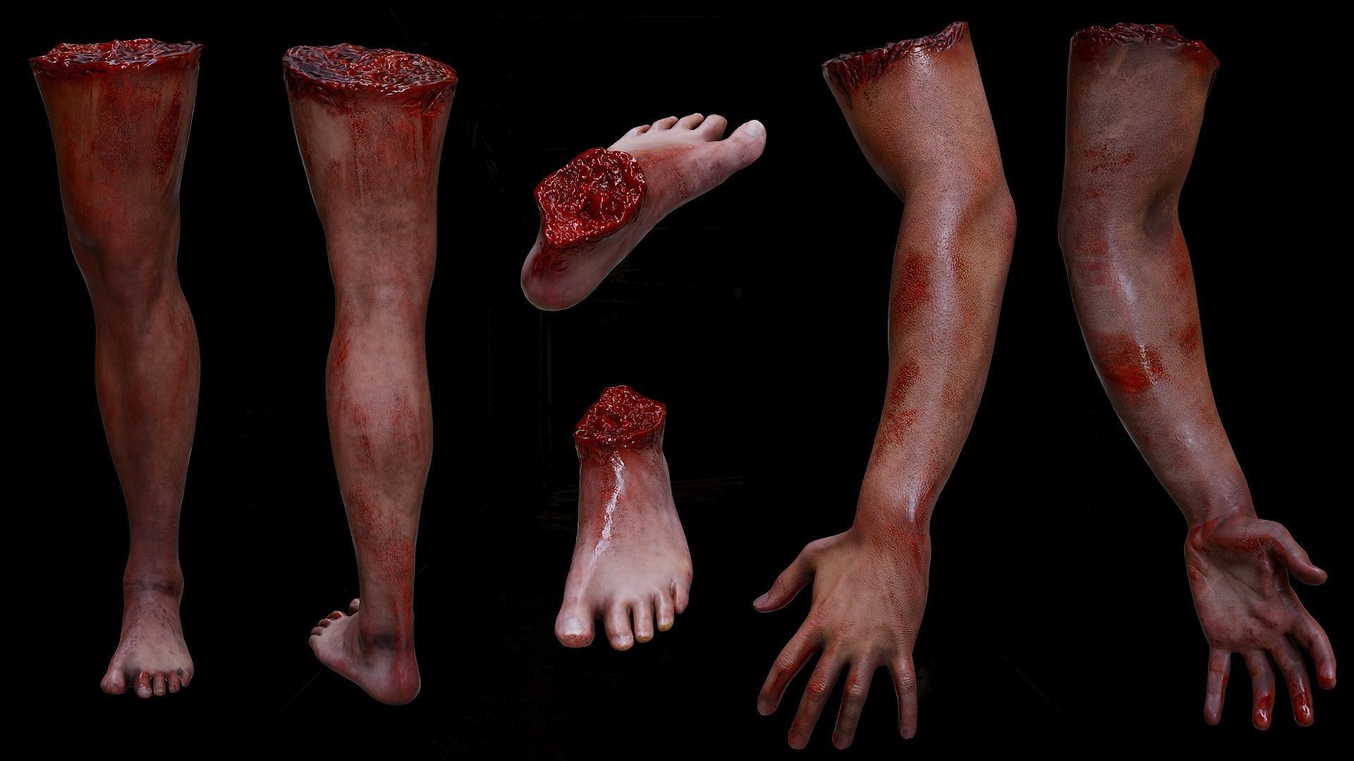Male body parts collection Gore Horror Props Low-poly 3D model_5