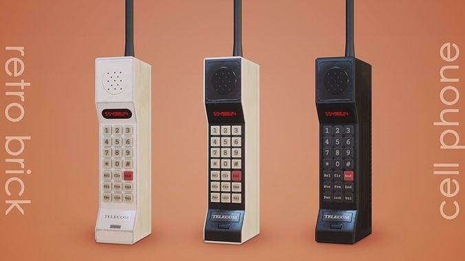 Retro -Brick- Cell Phone Game-Ready Low-poly 3D model