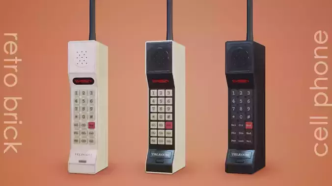 Retro -Brick- Cell Phone Game-Ready Low-poly 3D model