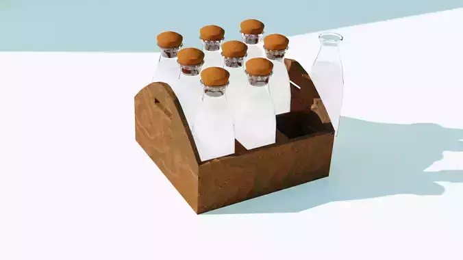 box with milk low-poly PBR 3D model