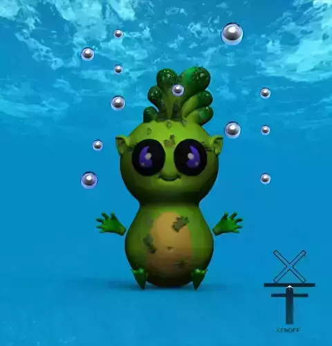 plankton creature with bubbles in water 3D model