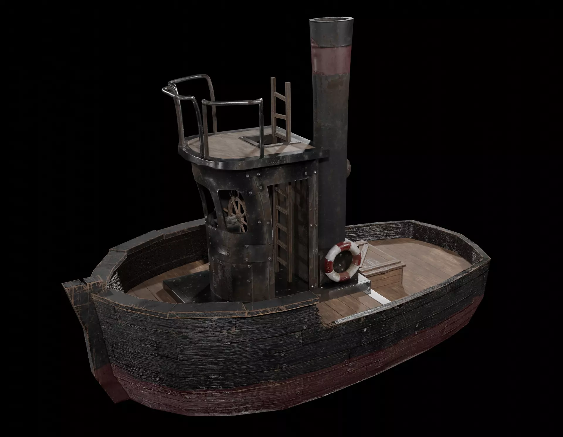 Old Boat Low-poly 3D model