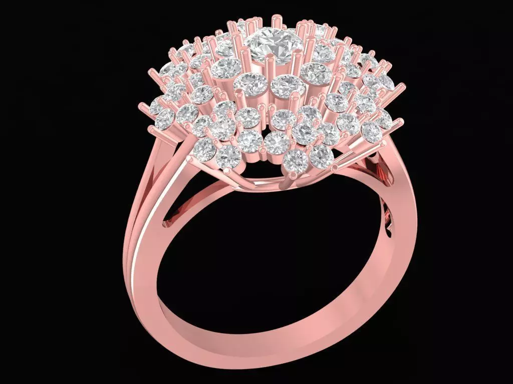 Elegant Multi Layer Cluster Diamond Ring for Women 2384 3D print model