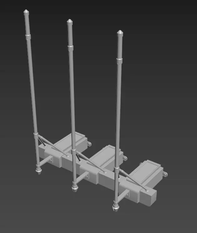machine three metal poles Free 3D print model