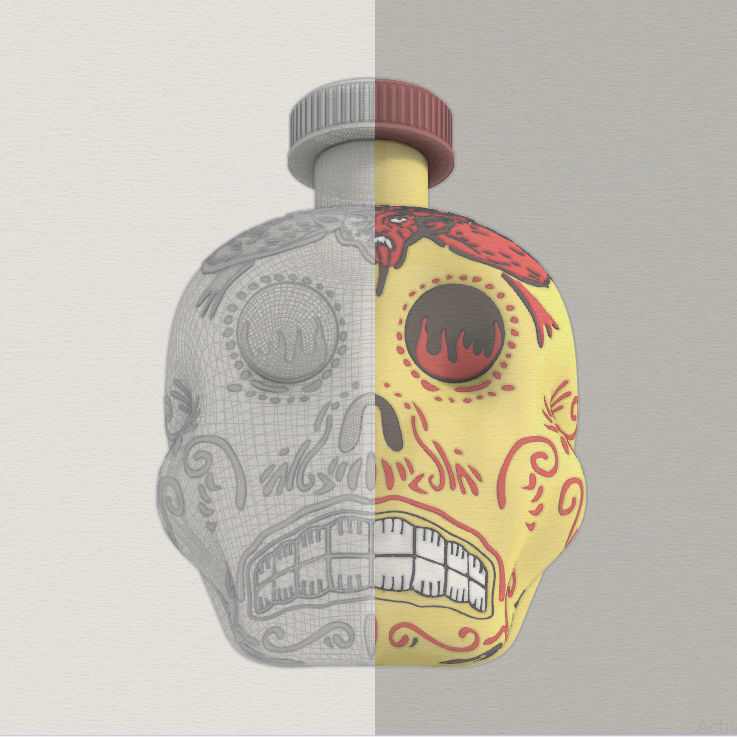 Tequila Kah Reposado Skull Bottle 3D model_22