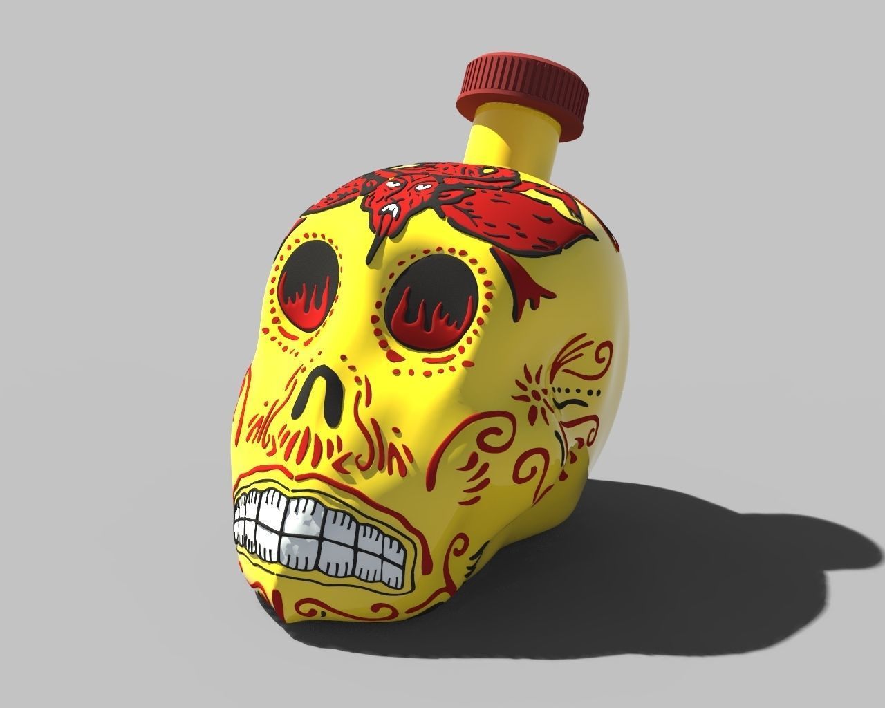 Tequila Kah Reposado Skull Bottle 3D model_5