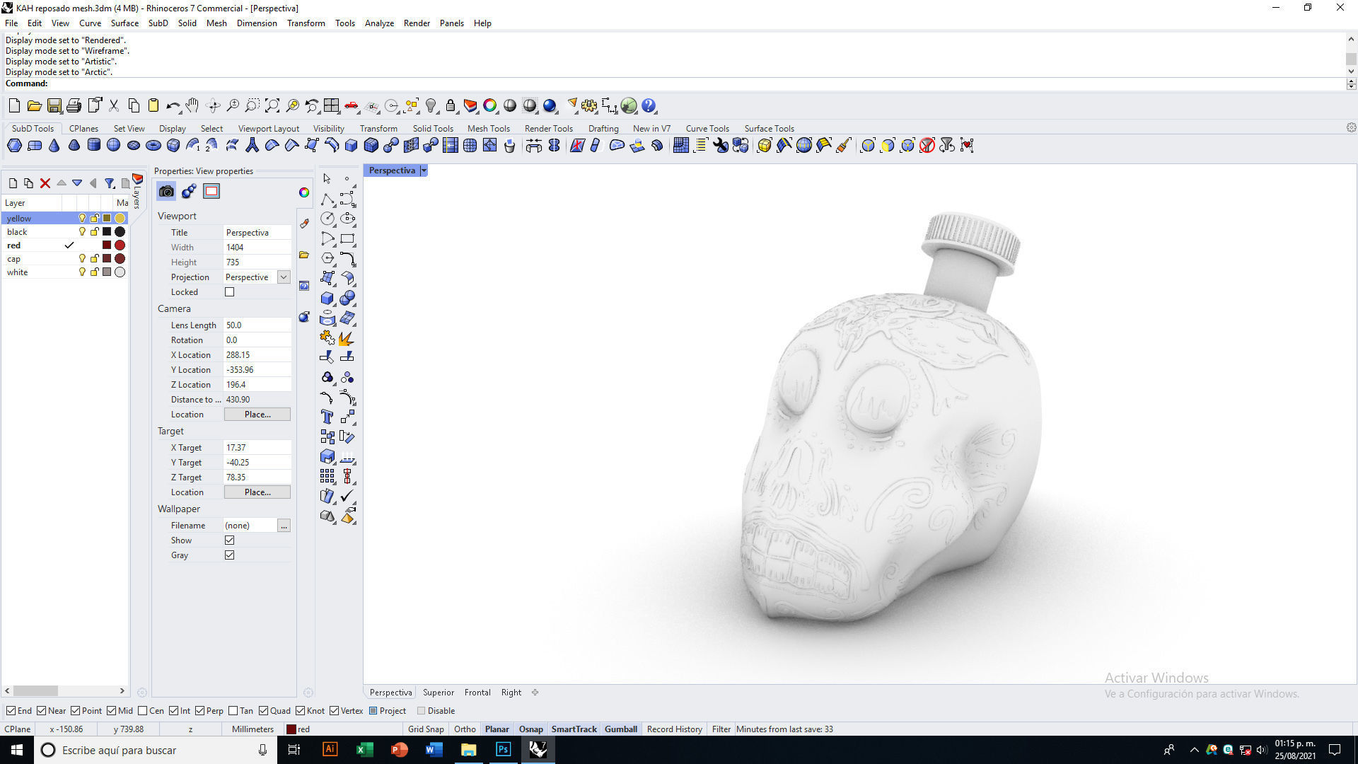 Tequila Kah Reposado Skull Bottle 3D model_12