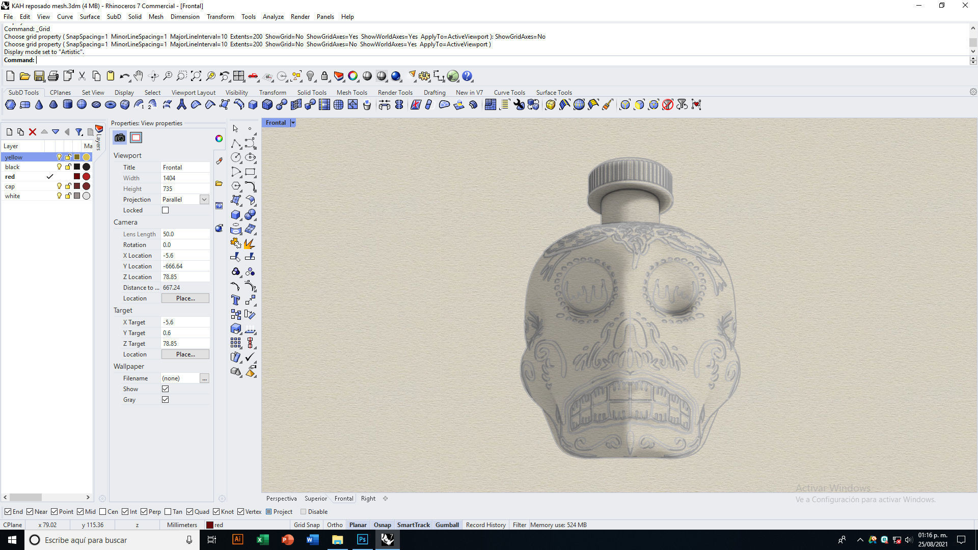 Tequila Kah Reposado Skull Bottle 3D model_14
