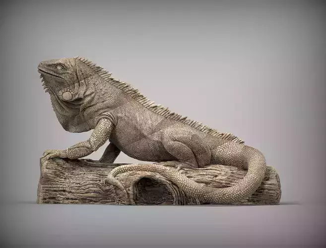 Iguana on log 3D print model