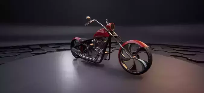 Chopper Motorcycle Low-poly 3D model