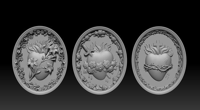 Three sacred hearts  3D print model