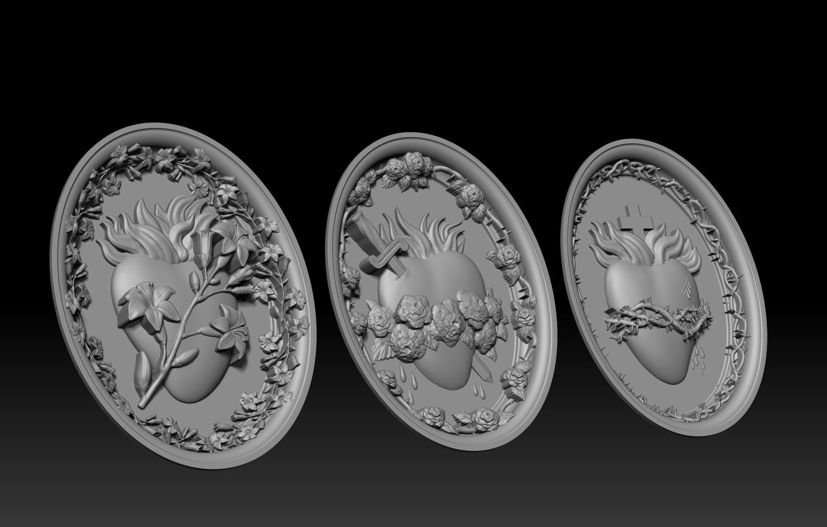 Three sacred hearts  3D print model_5