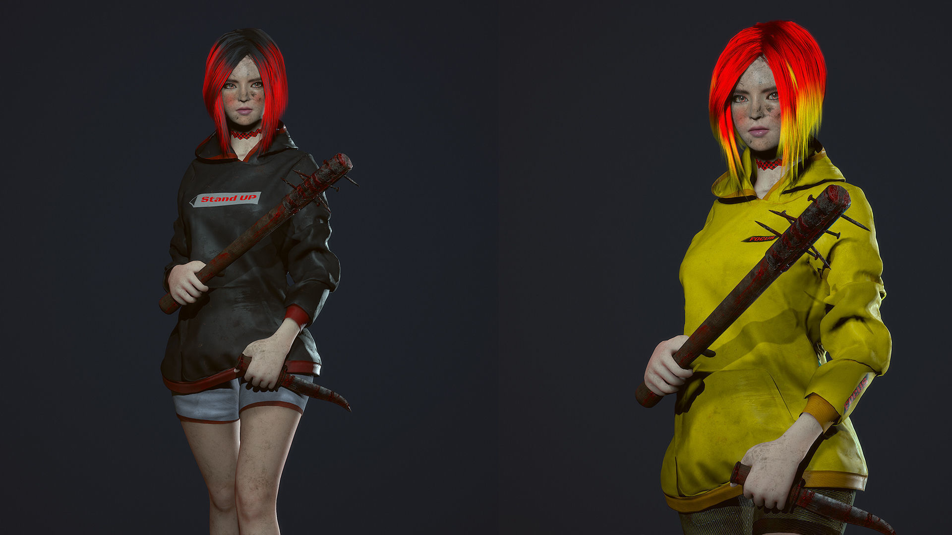 Survivor Girl 3 Low Poly Game Ready Low-poly 3D model_12