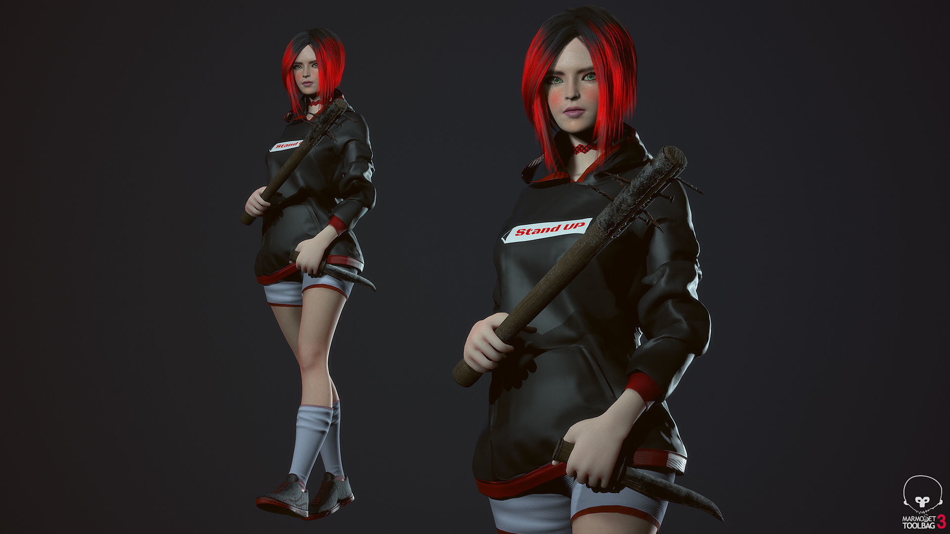 Survivor Girl 3 Low Poly Game Ready Low-poly 3D model_4