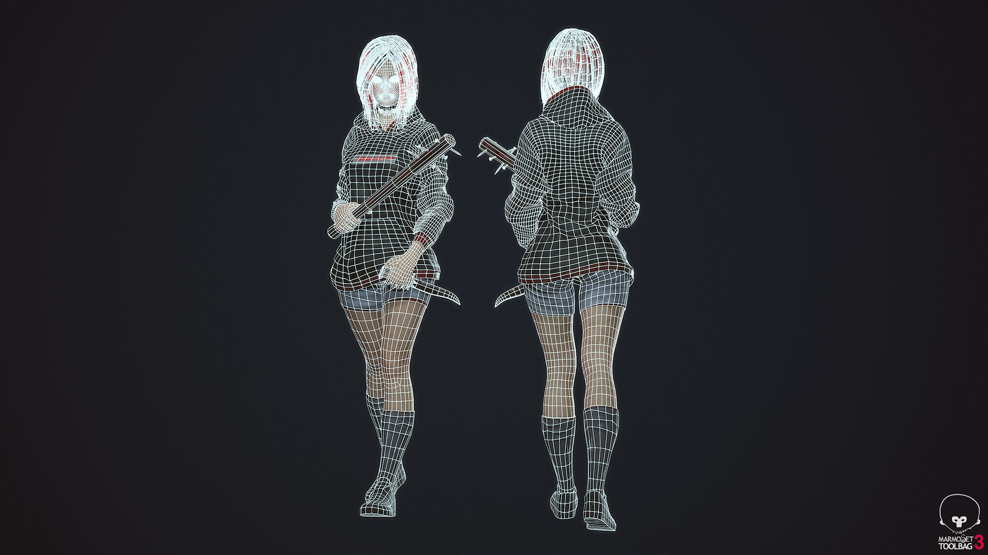 Survivor Girl 3 Low Poly Game Ready Low-poly 3D model_21