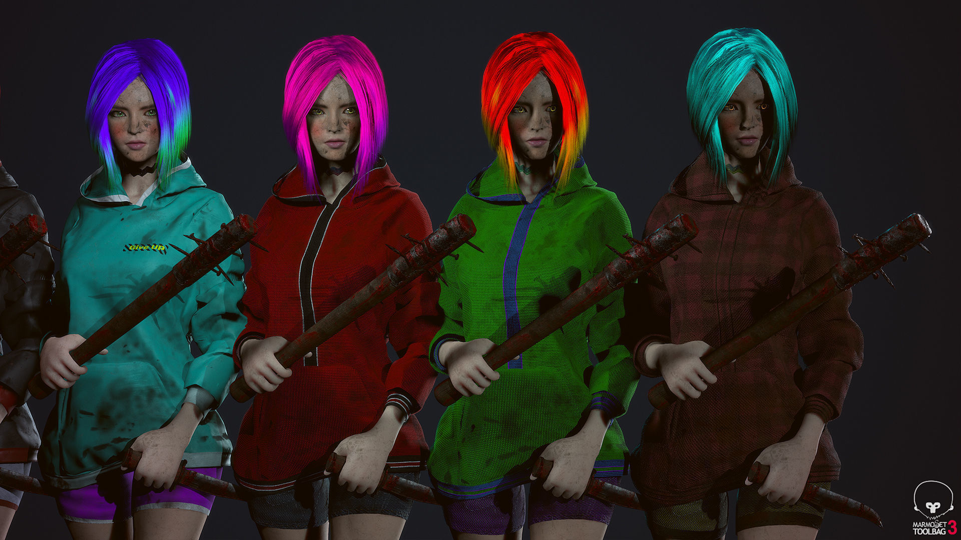 Survivor Girl 3 Low Poly Game Ready Low-poly 3D model_10