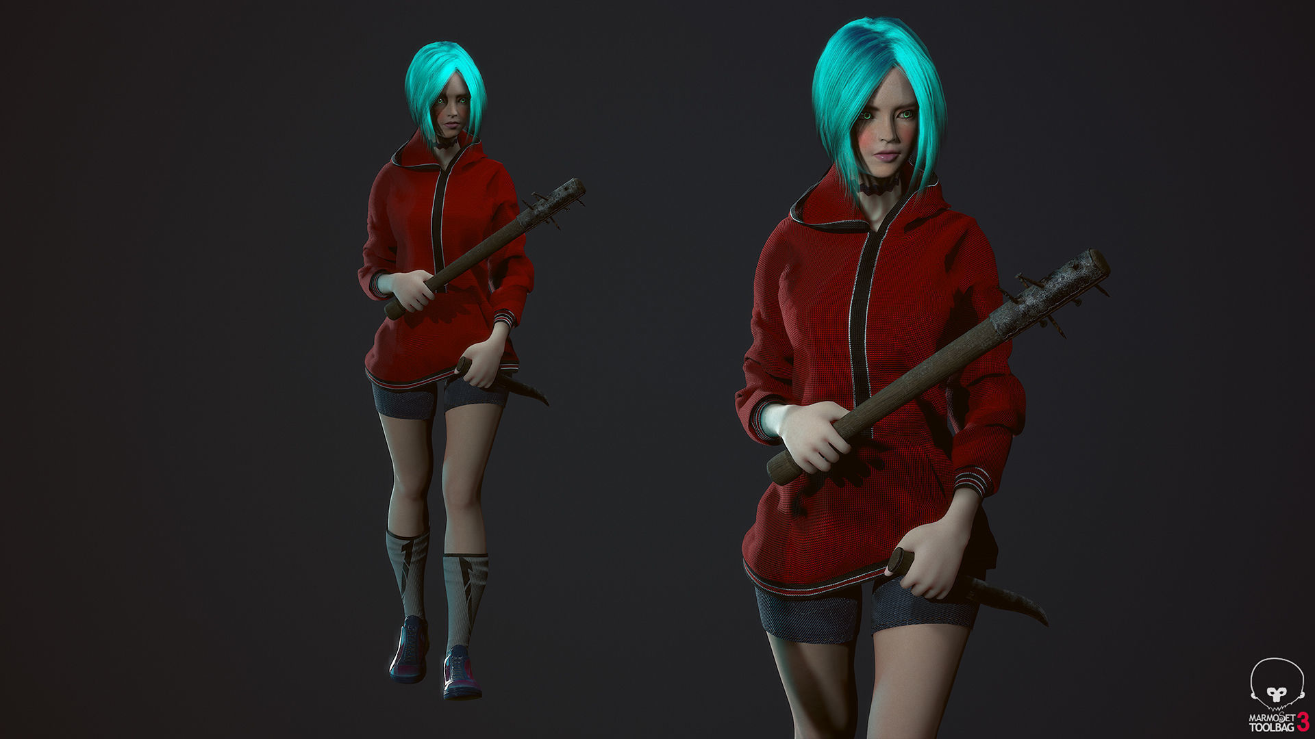 Survivor Girl 3 Low Poly Game Ready Low-poly 3D model_7