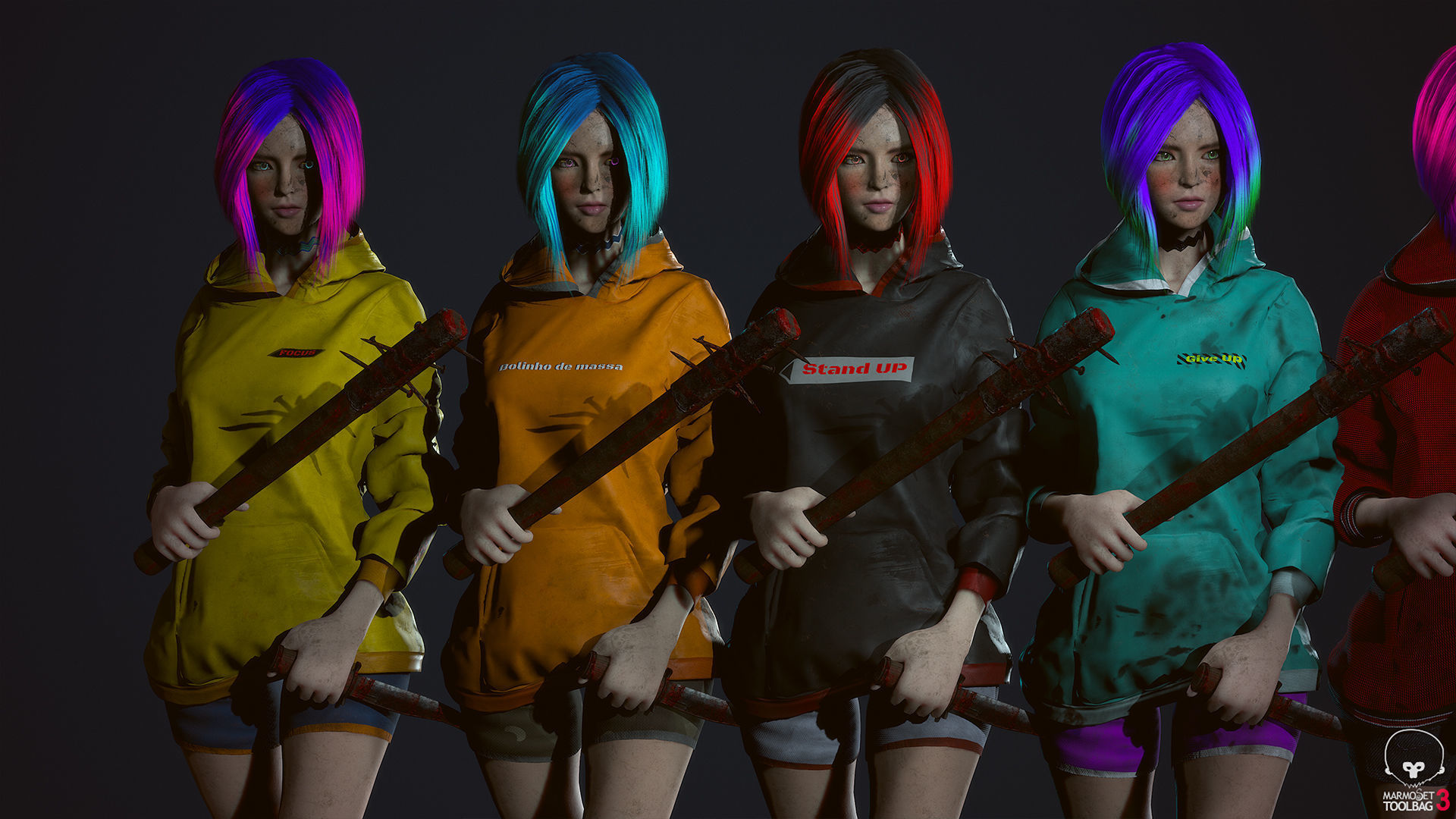 Survivor Girl 3 Low Poly Game Ready Low-poly 3D model_9