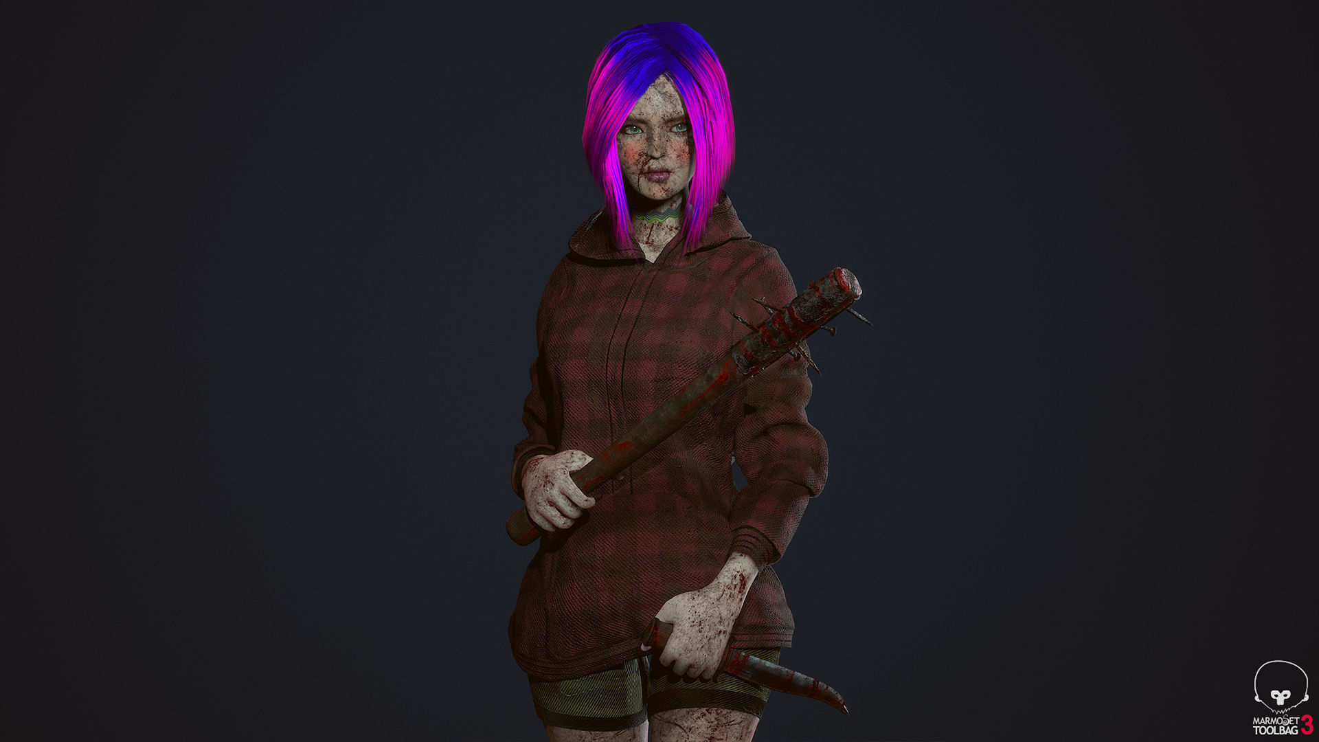 Survivor Girl 3 Low Poly Game Ready Low-poly 3D model_14