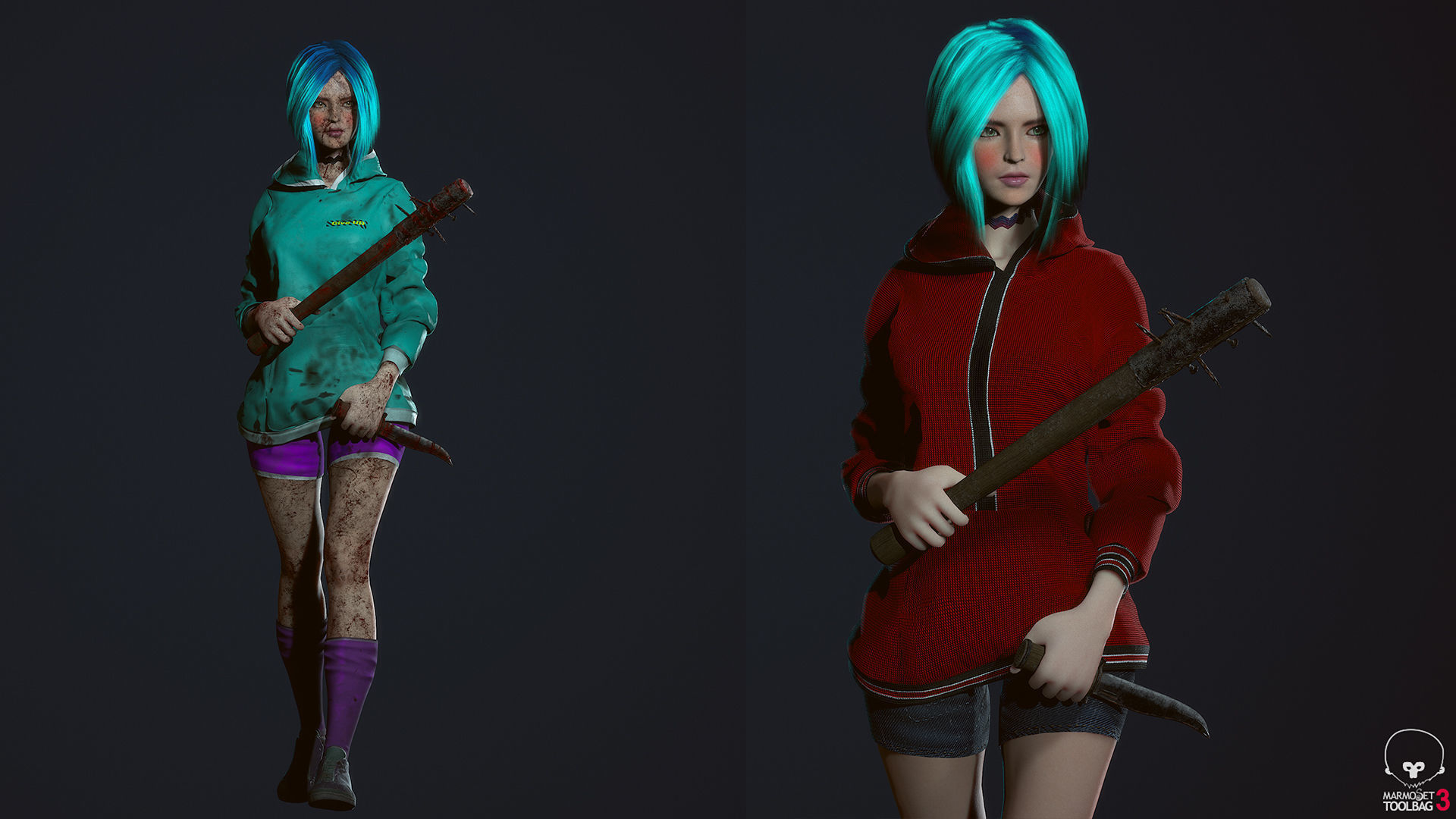 Survivor Girl 3 Low Poly Game Ready Low-poly 3D model_6