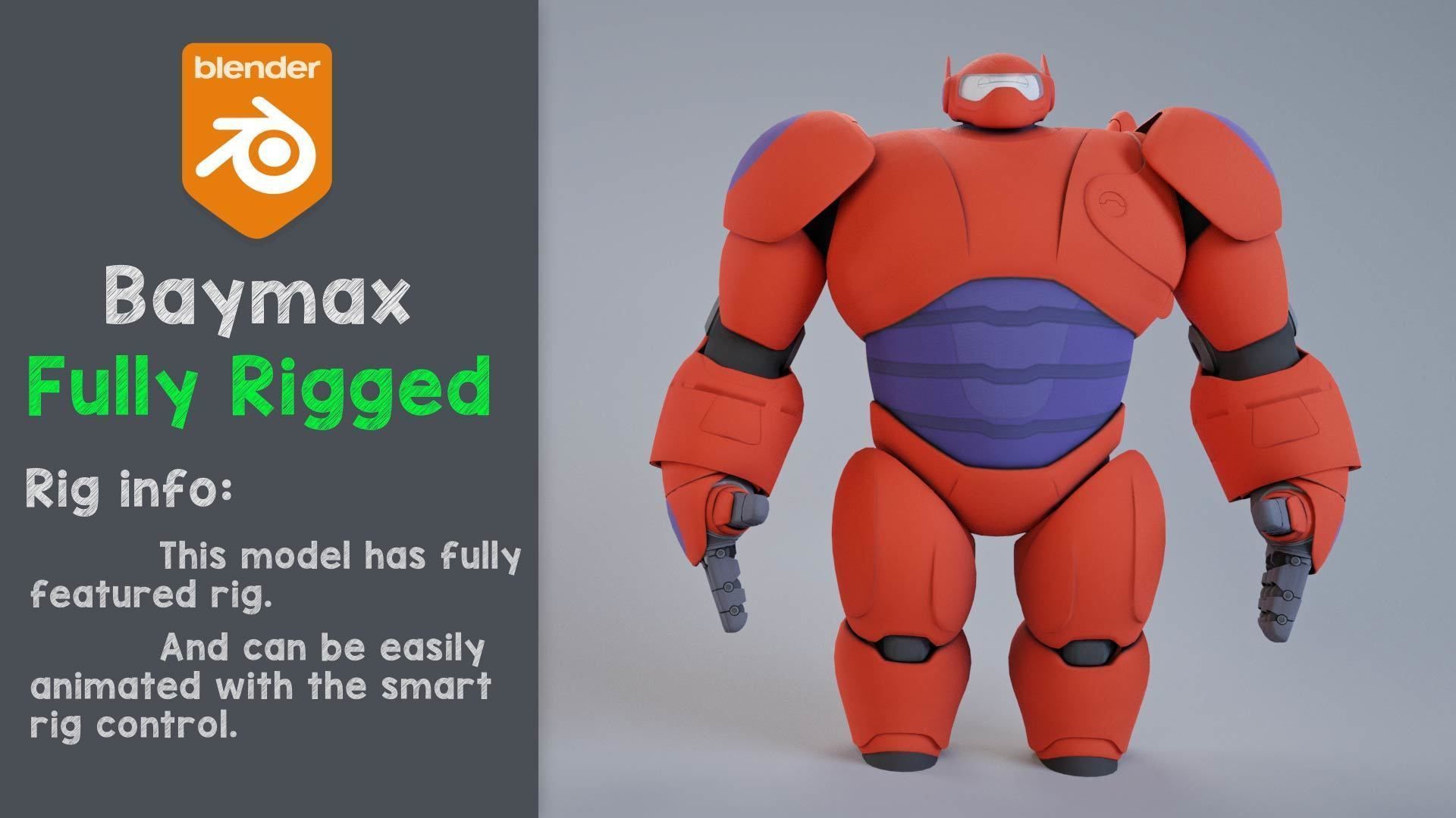Big hero 6 - Red Baymax rigged 3D model_2