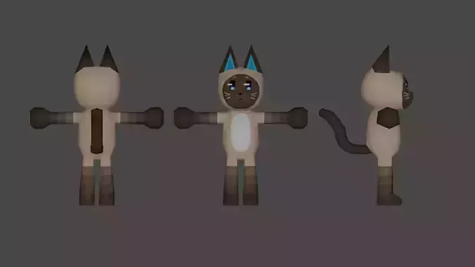 low poly anthro cat