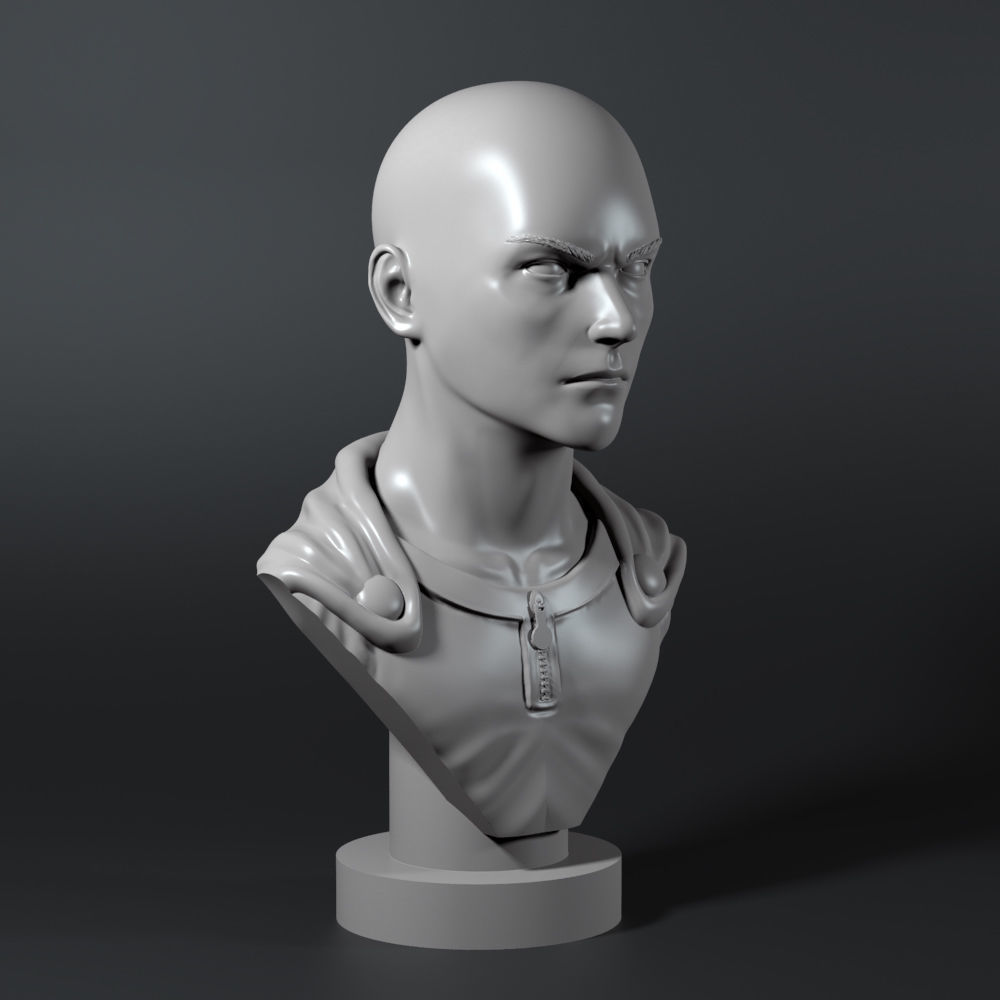 Saitama bust 3D print model_6