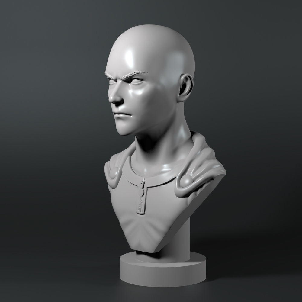 Saitama bust 3D print model_1