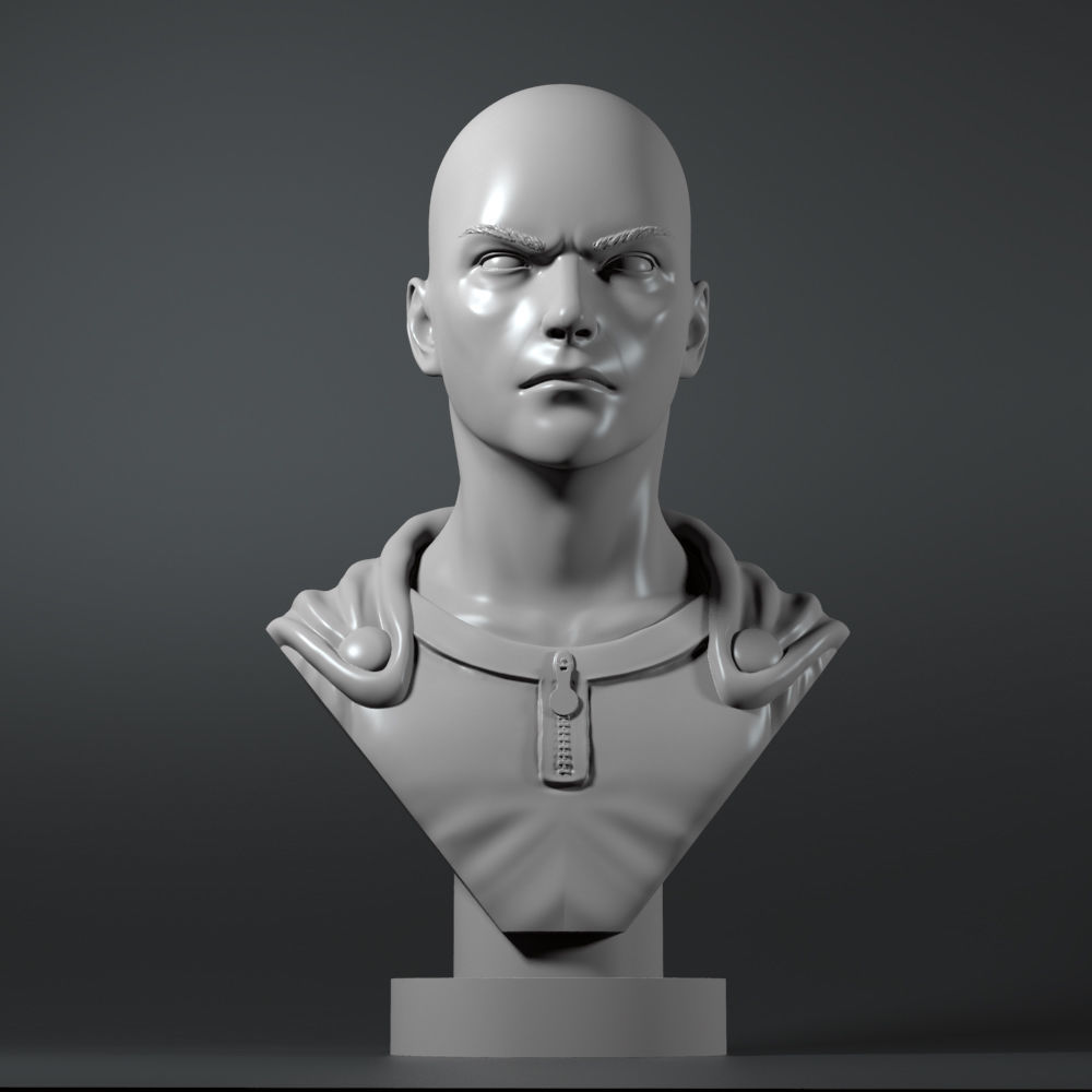Saitama bust 3D print model_7