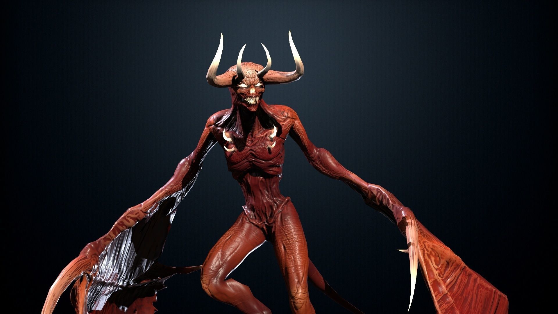 FlyingDemon1 golden demon Low-poly 3D model_16