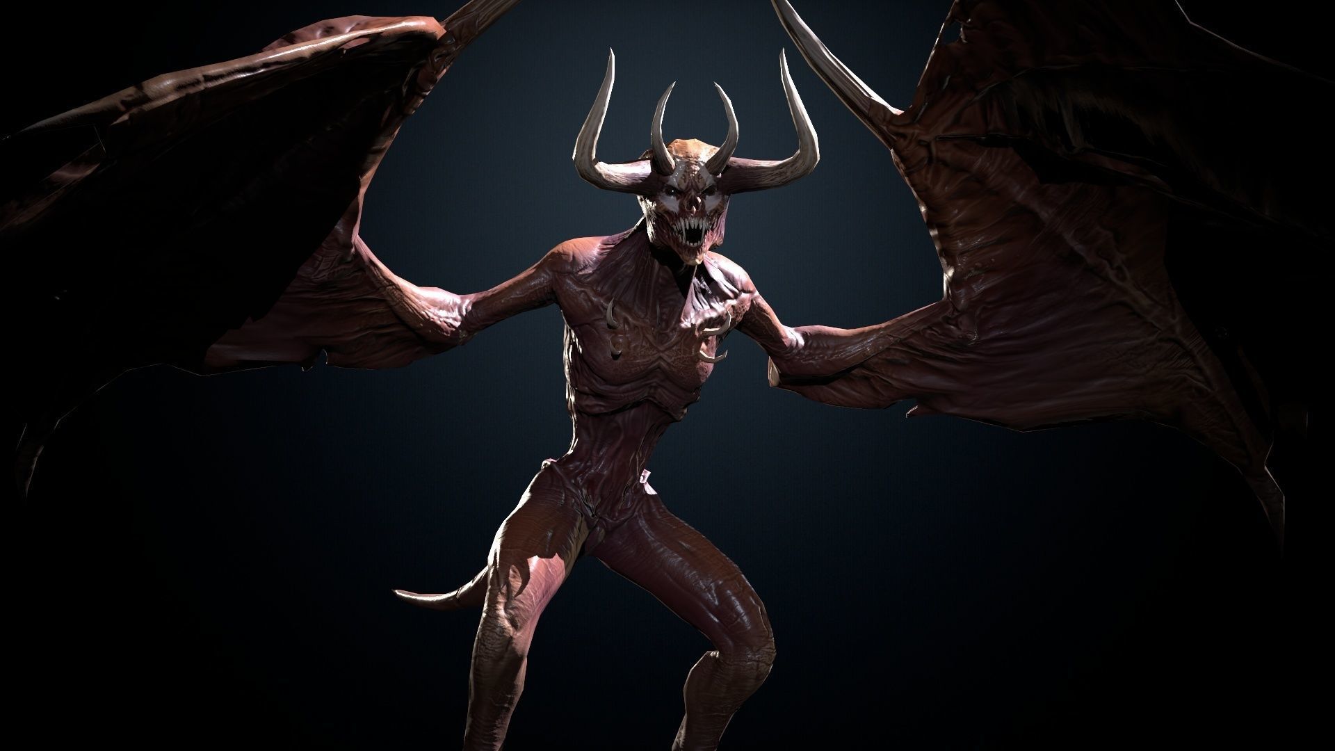 FlyingDemon1 golden demon Low-poly 3D model_10