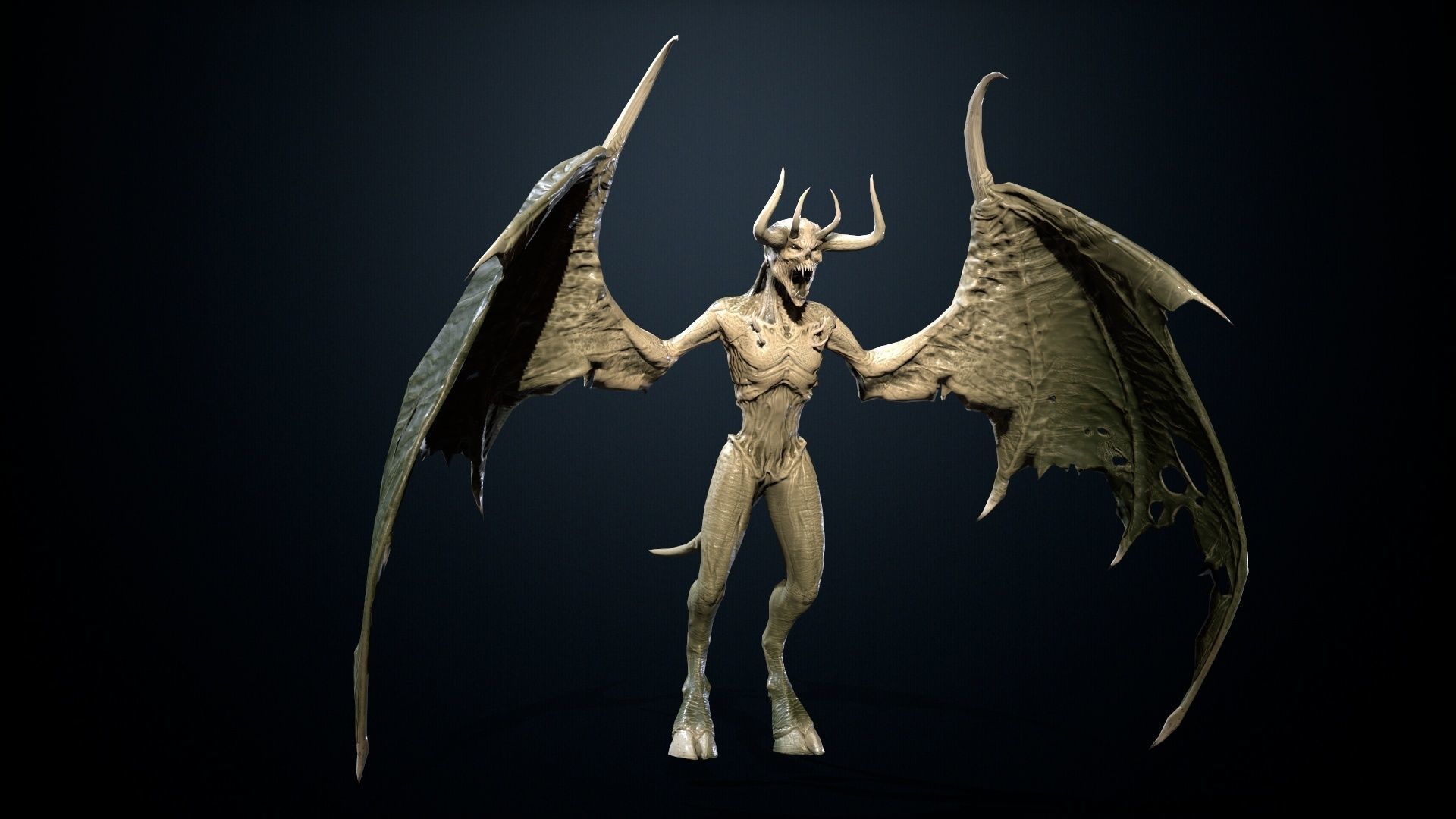 FlyingDemon1 golden demon Low-poly 3D model_15