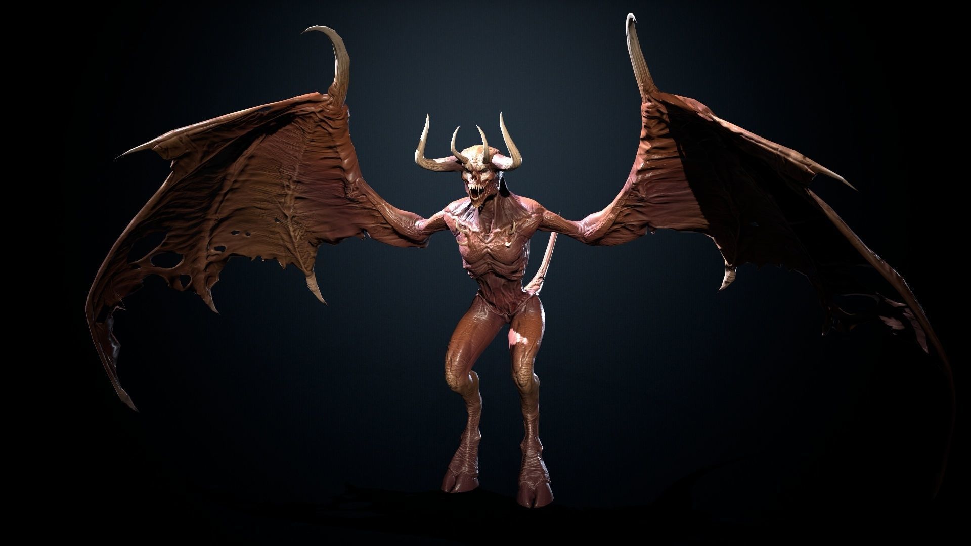 FlyingDemon1 golden demon Low-poly 3D model_12