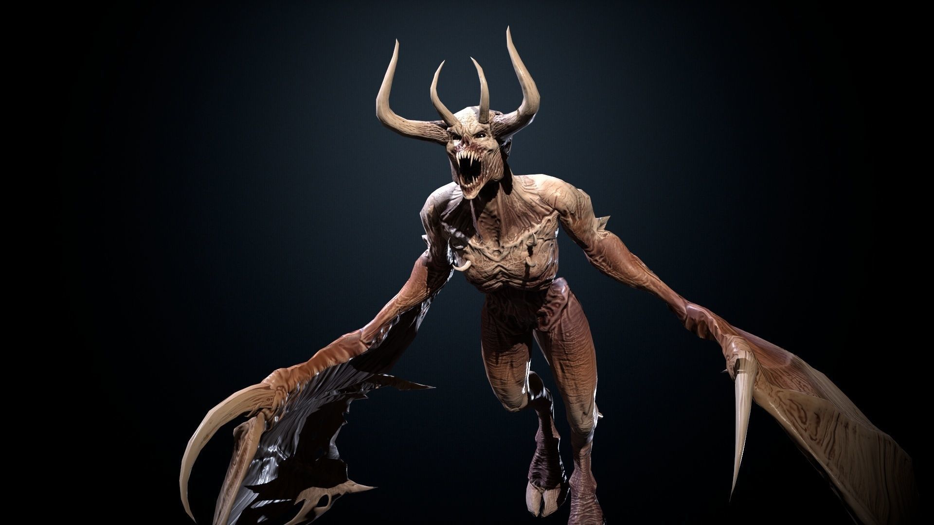 FlyingDemon1 golden demon Low-poly 3D model_3