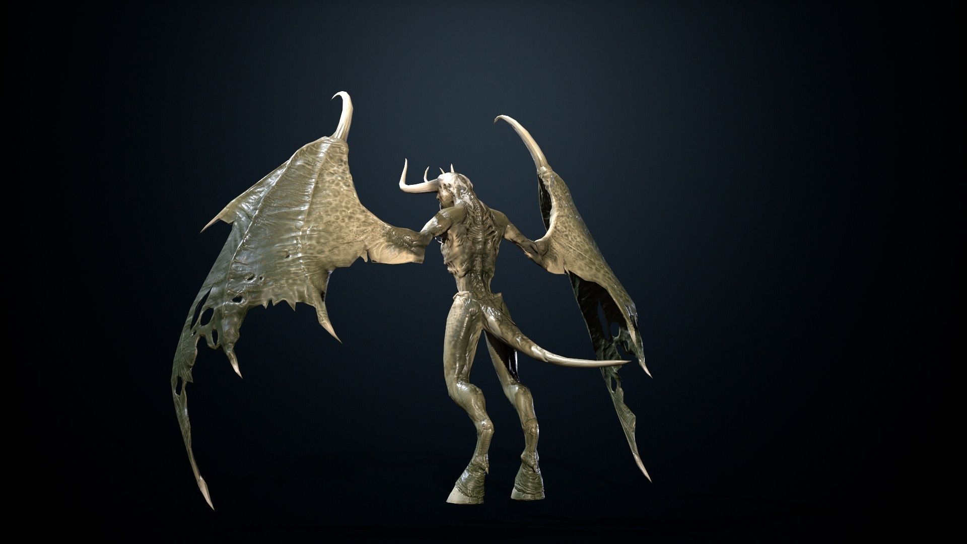FlyingDemon1 golden demon Low-poly 3D model_13