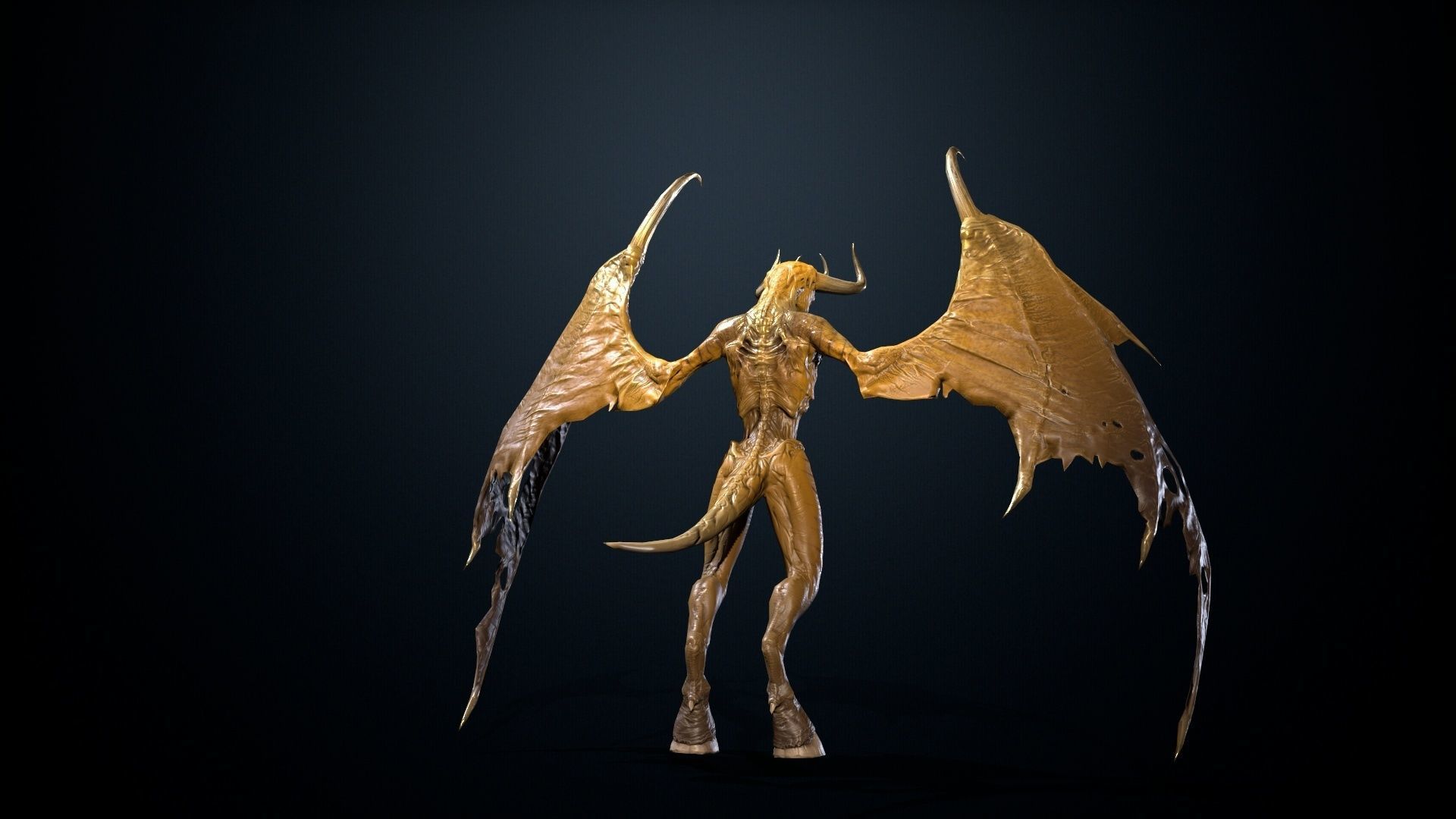 FlyingDemon1 golden demon Low-poly 3D model_11