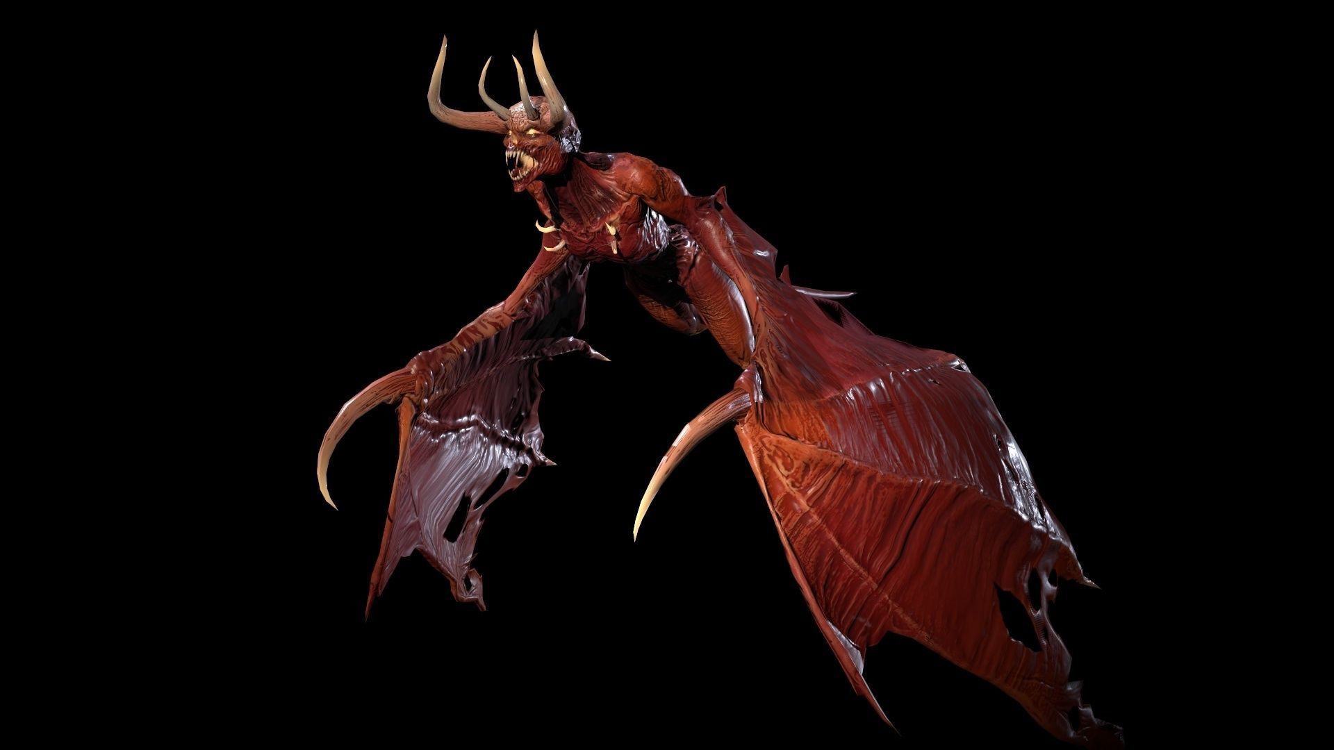 FlyingDemon1 golden demon Low-poly 3D model_32