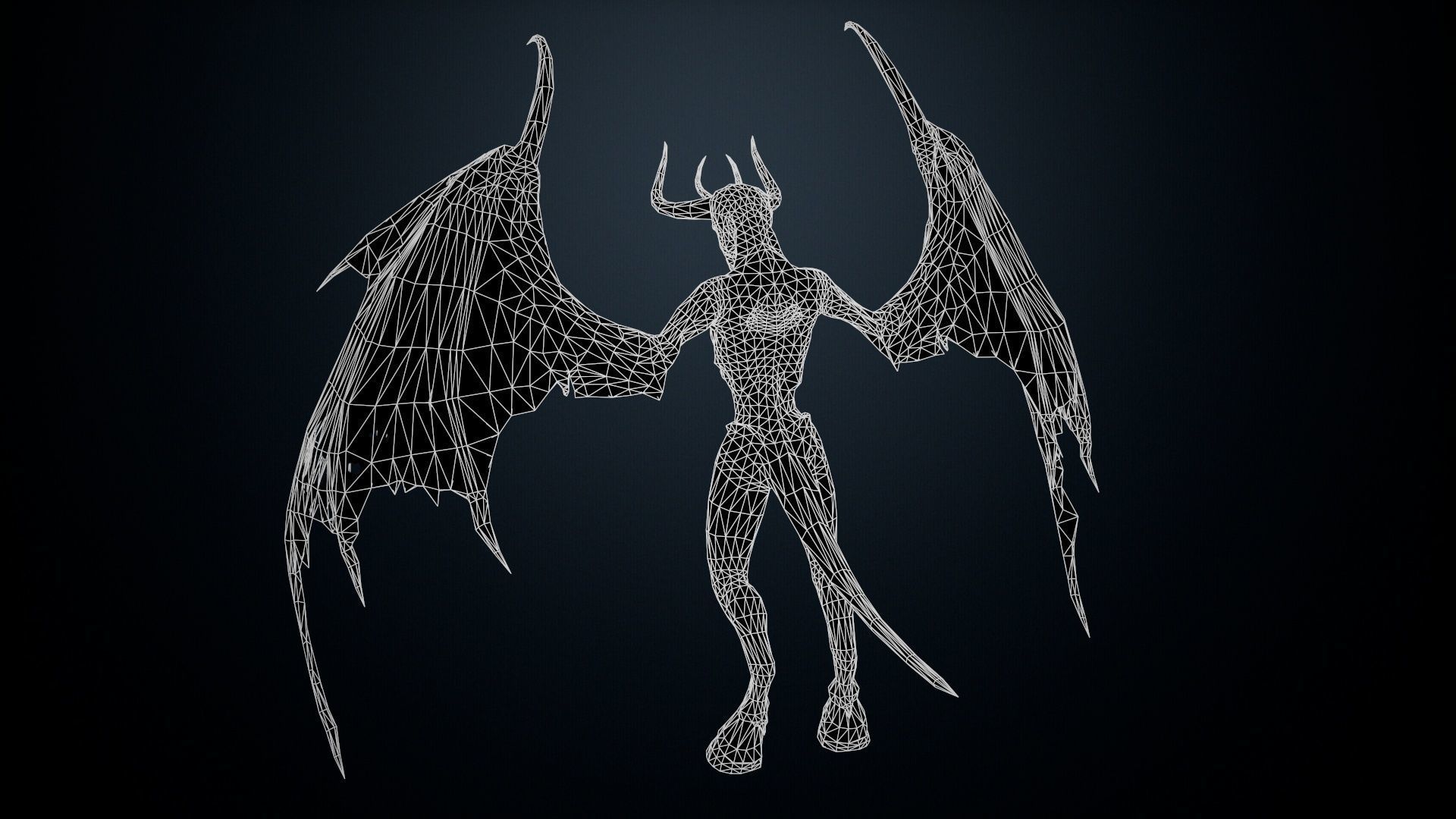 FlyingDemon1 golden demon Low-poly 3D model_29