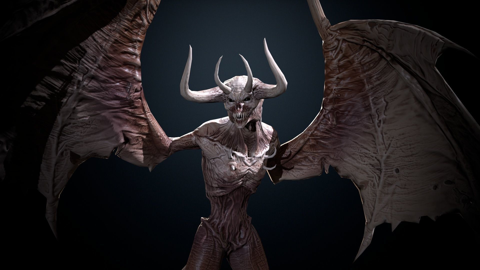 FlyingDemon1 golden demon Low-poly 3D model_6