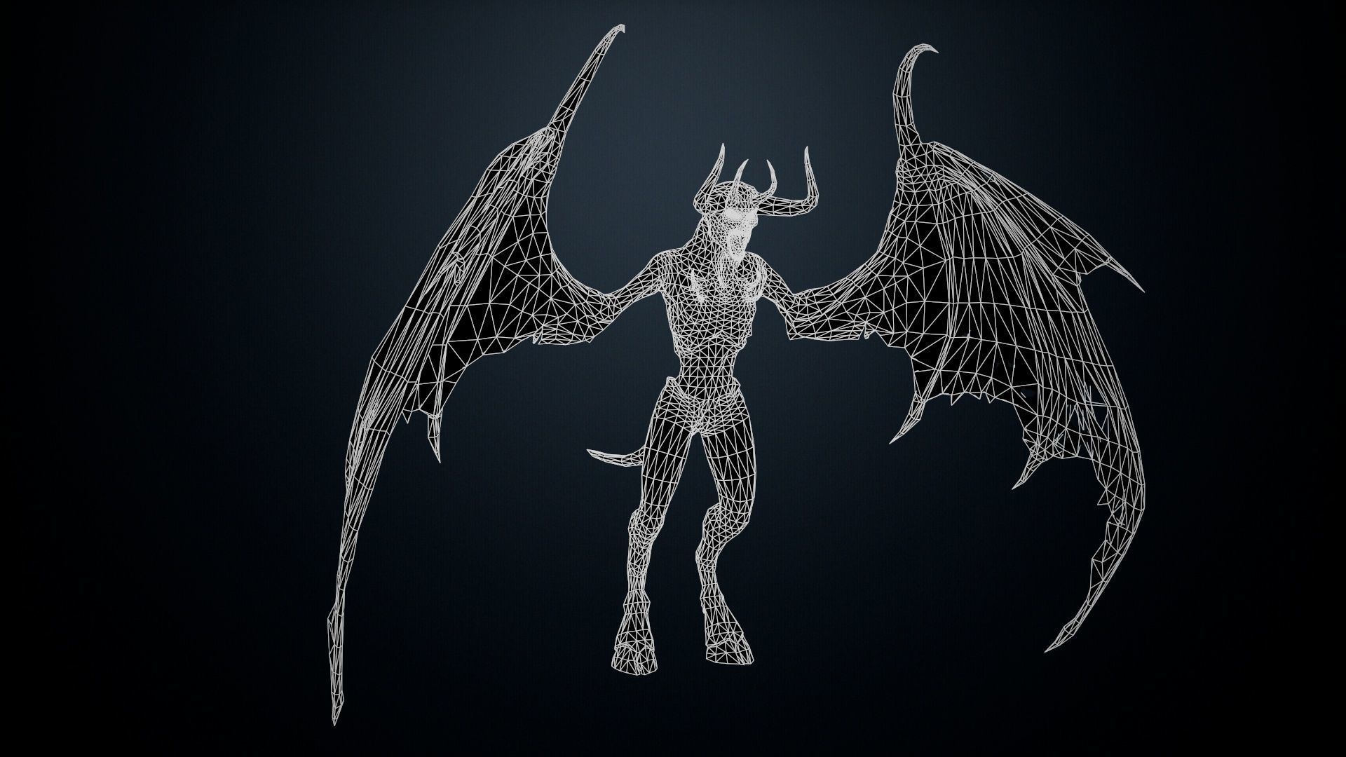 FlyingDemon1 golden demon Low-poly 3D model_31