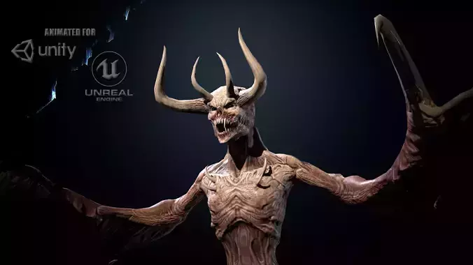 FlyingDemon1 golden demon Low-poly 3D model