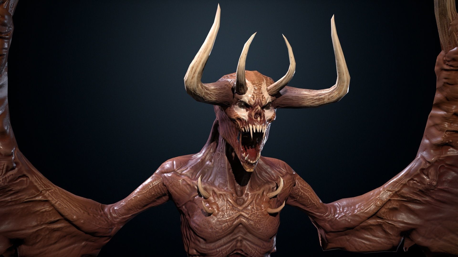 FlyingDemon1 golden demon Low-poly 3D model_25