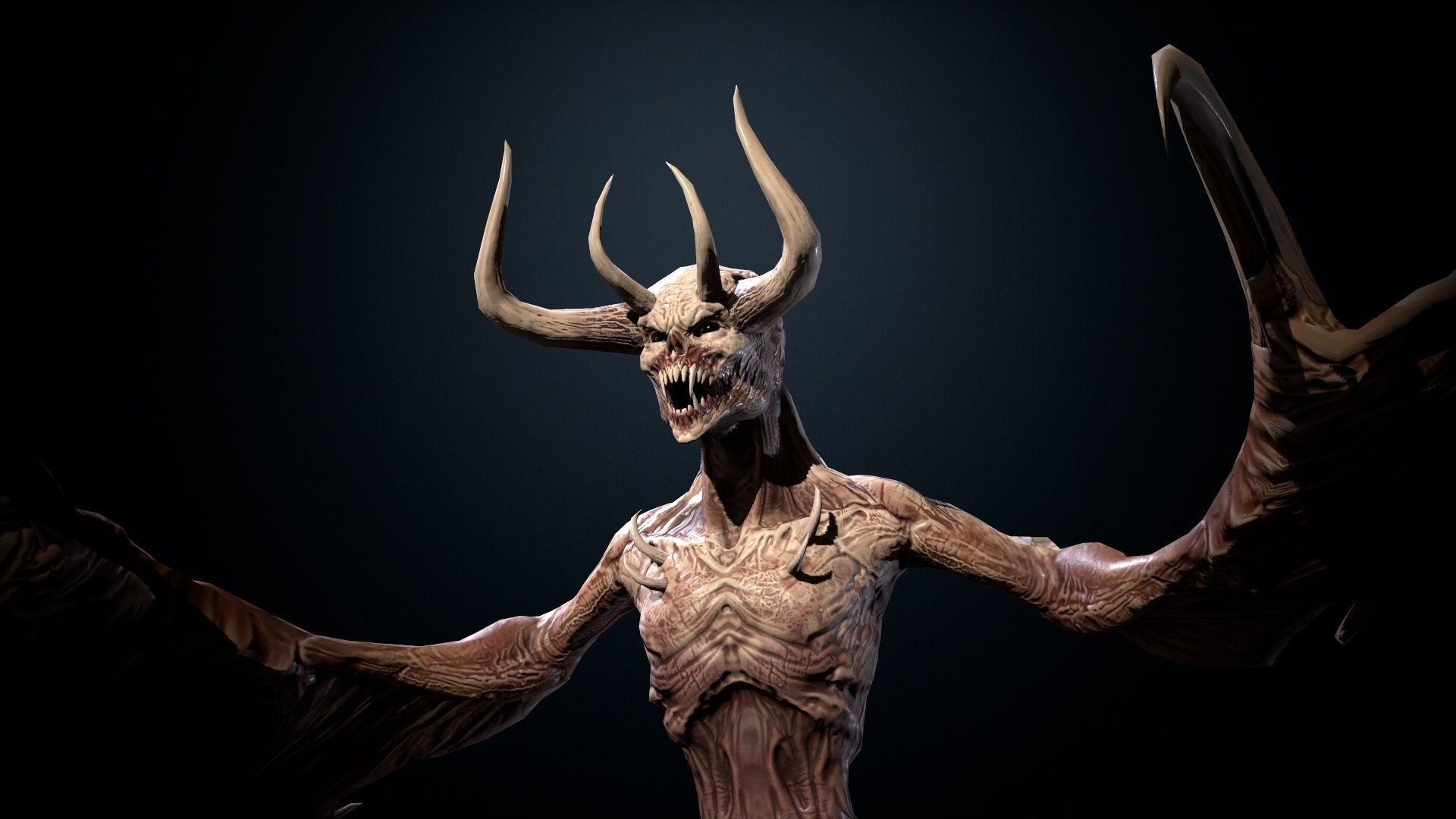 FlyingDemon1 golden demon Low-poly 3D model_2