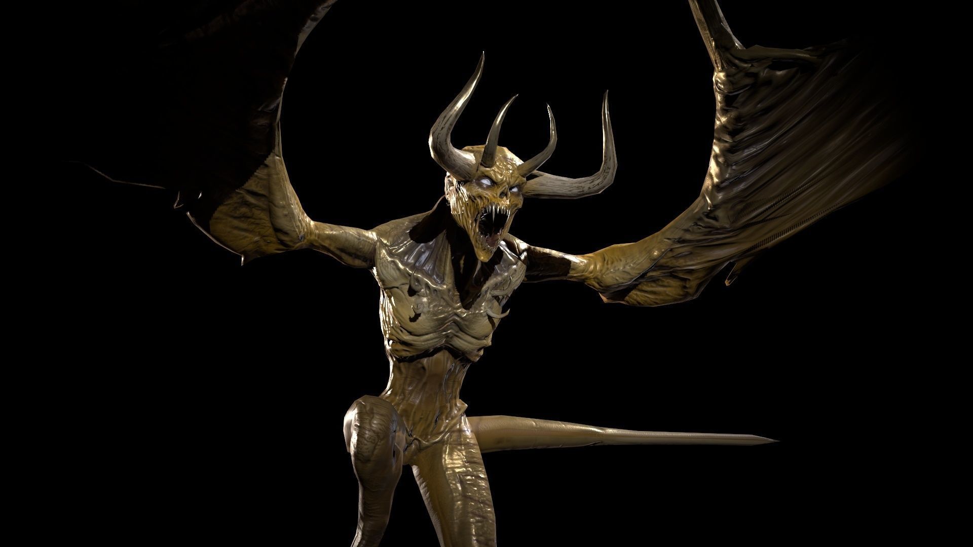 FlyingDemon1 golden demon Low-poly 3D model_22