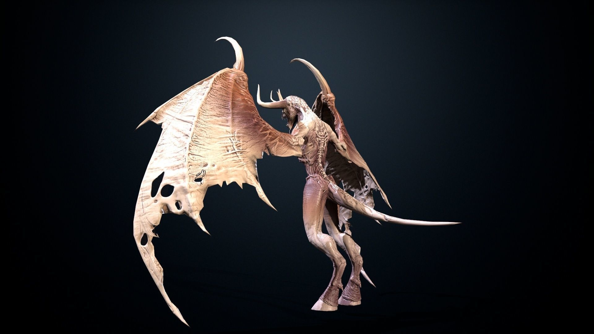 FlyingDemon1 golden demon Low-poly 3D model_21