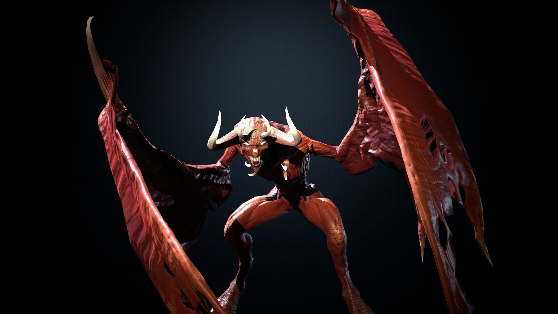 FlyingDemon1 golden demon Low-poly 3D model_14