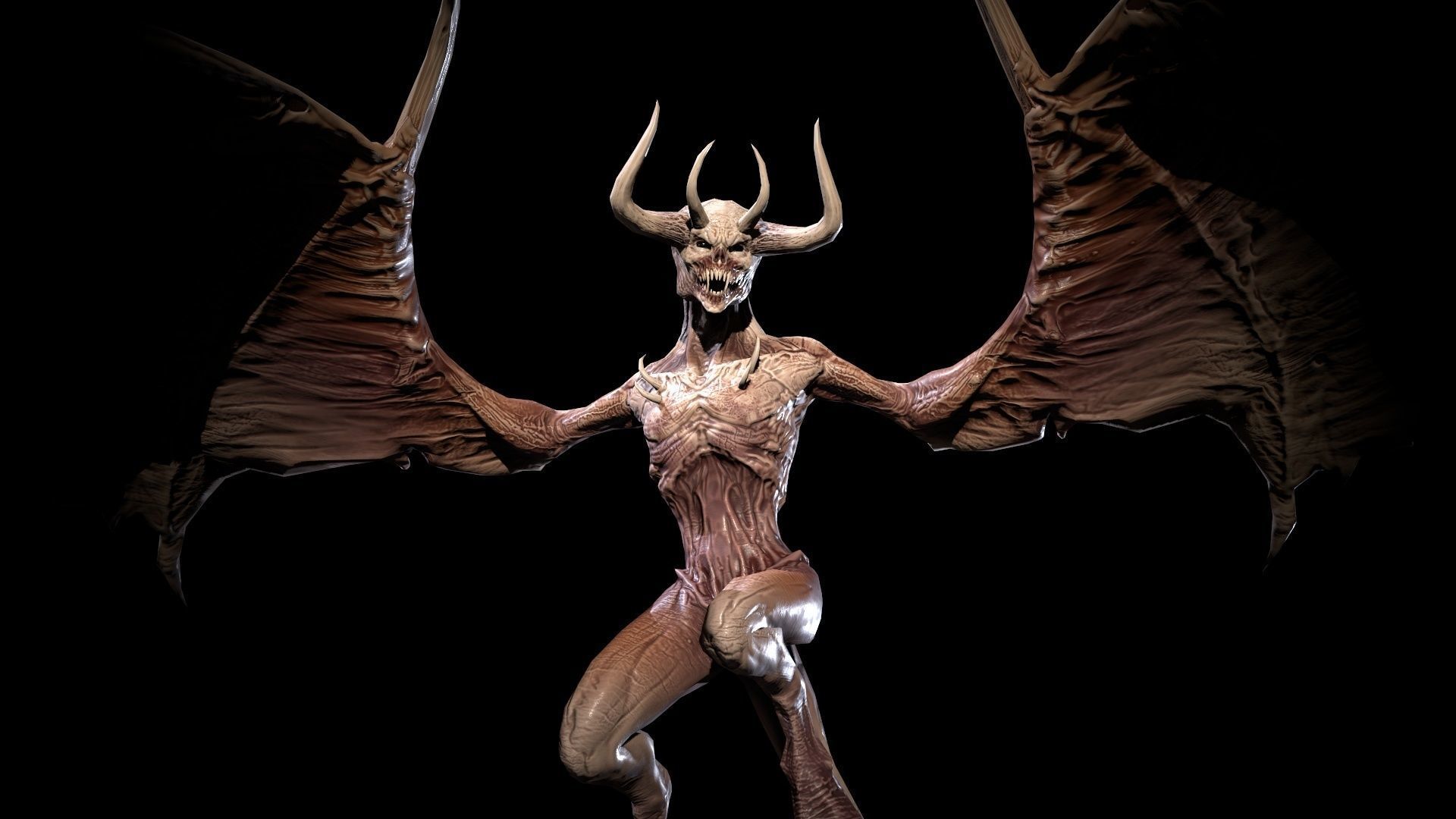 FlyingDemon1 golden demon Low-poly 3D model_28