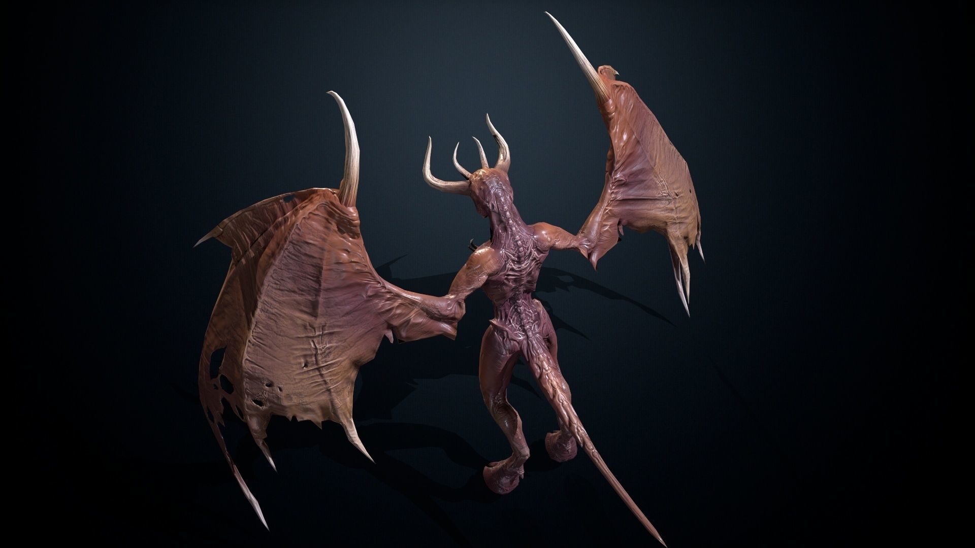 FlyingDemon1 golden demon Low-poly 3D model_27